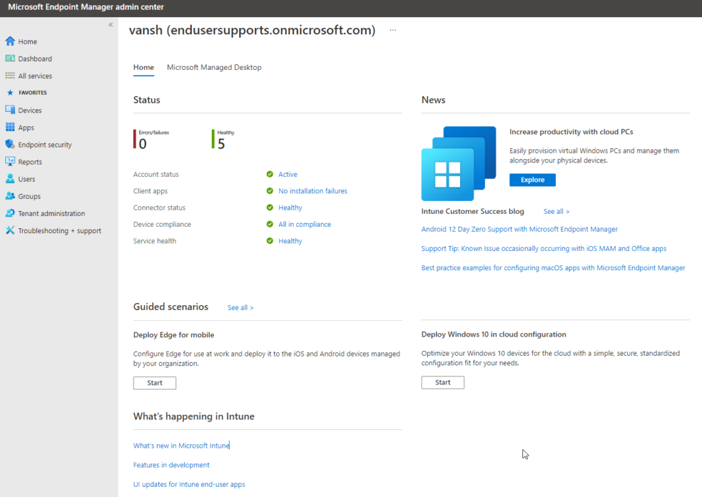 Walkthrough Intune in Microsoft Endpoint Manager (MEM ...