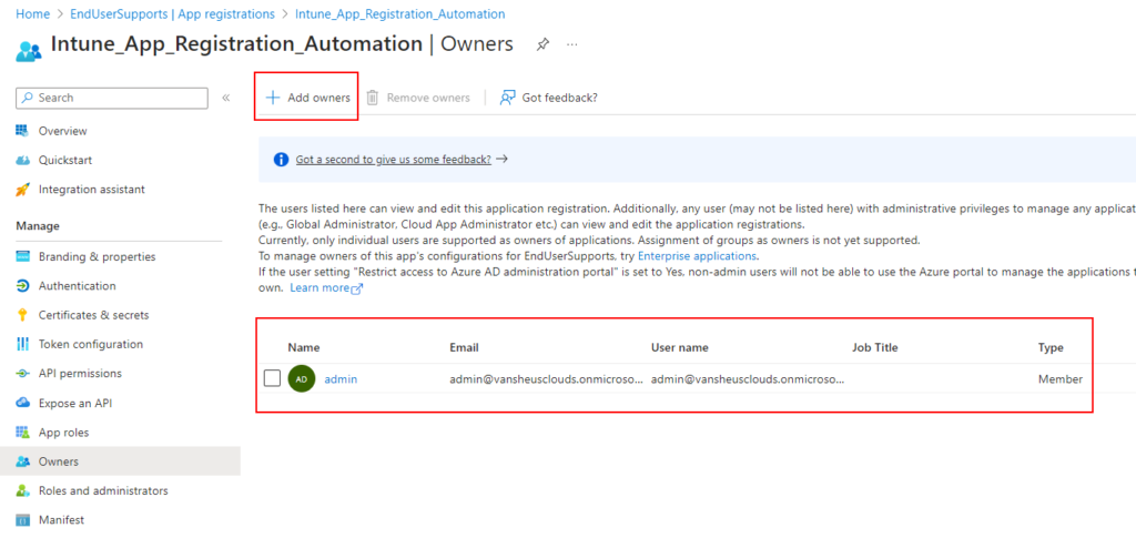 App Registration for Intune – endusersupports.com